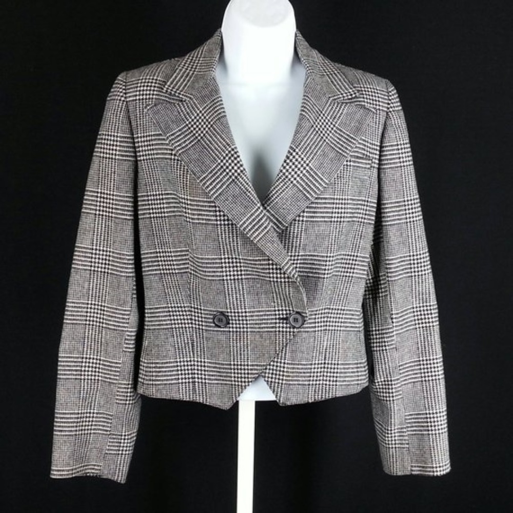 Vintage wool houndstooth jacket window plaid